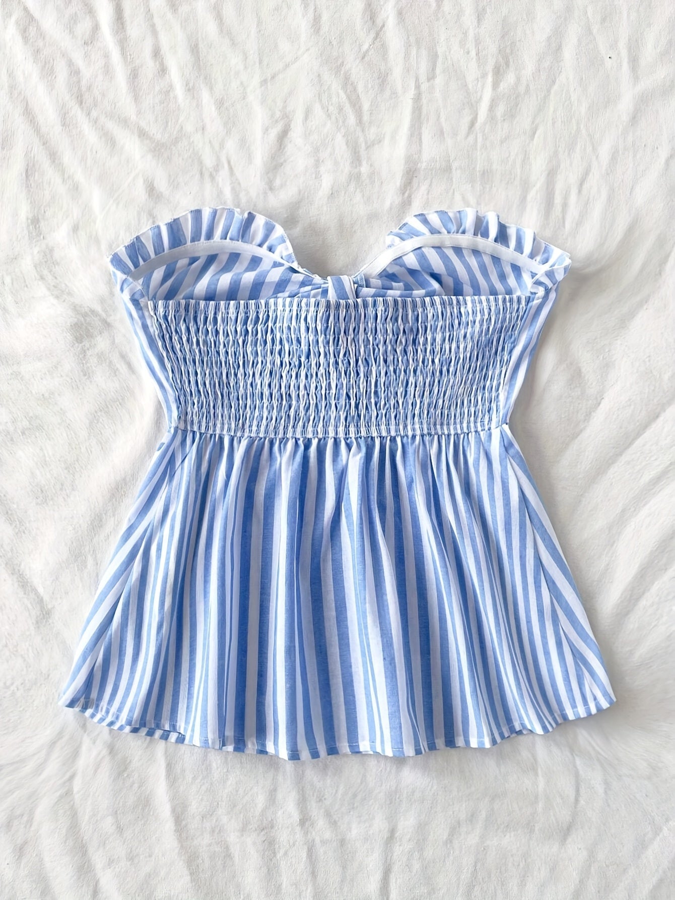 Damen Bandeau-Top mit Schleifen-Detail und Streifen – Stylisches, schulterfreies Oberteil für Freizeit und Ausgehen
