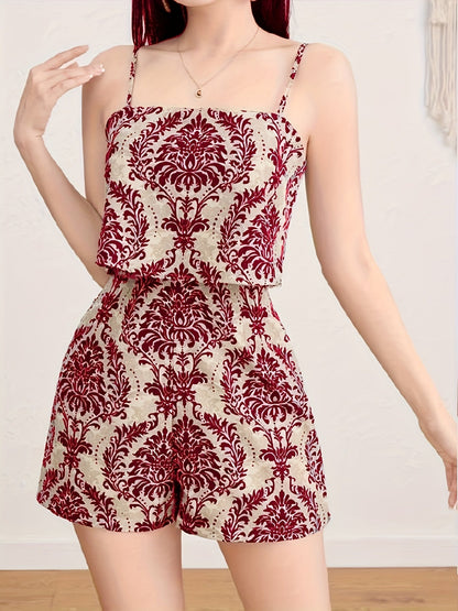 Damen Jumpsuit mit Trägern und elegantem Ornamentmuster – Stilvoller Einteiler für Freizeit und besondere Anlässe
