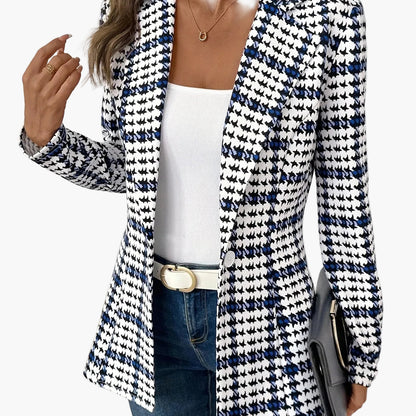 Damen Eleganter Hahnentritt Blazer für Büro und Freizeit