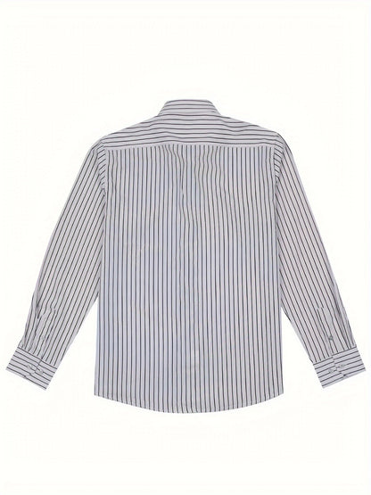 Herren Business-Freizeit Hemd mit modischen Streifen – Slim Fit, Langarm, Ideal für Büro und Alltag