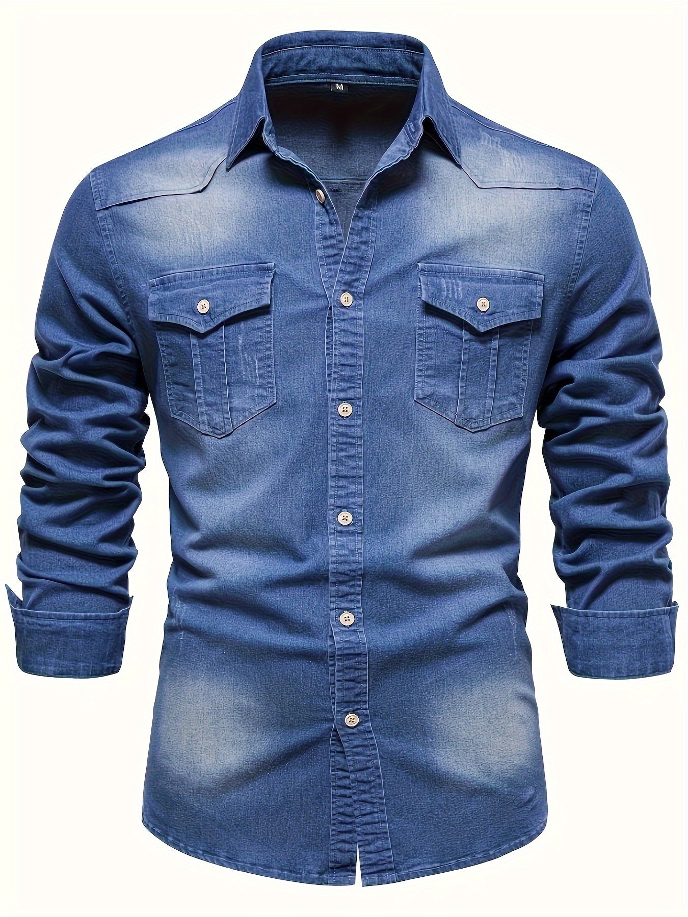Herren Freizeithemd im Denim-Look – Modernes Langarmhemd mit Brusttaschen