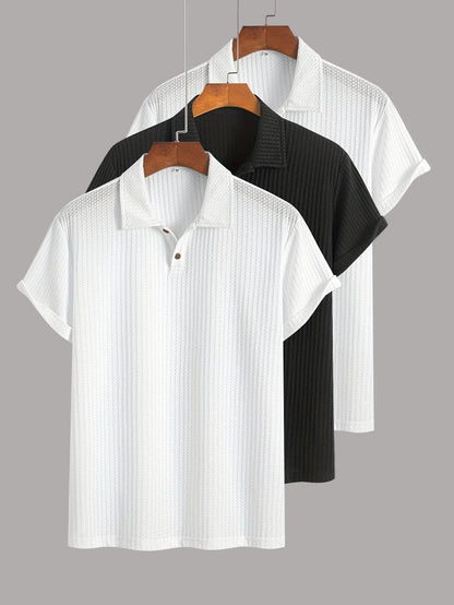 Herren Poloshirt 3er-Pack – Kurzarm, Strukturierter Look, Modern & Vielseitig für Alltag und Freizeit