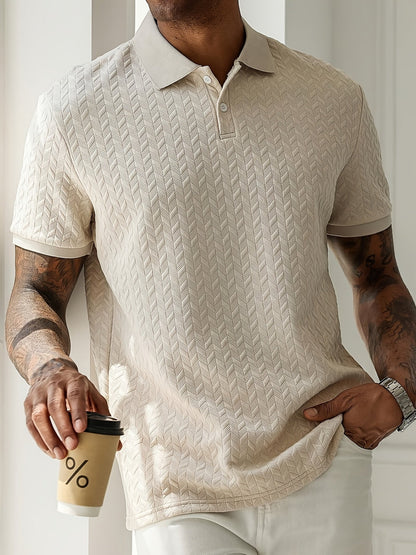 Herren Polo-Shirt Casual mit Strukturmuster – Stilvoll für Alltag & Freizeit