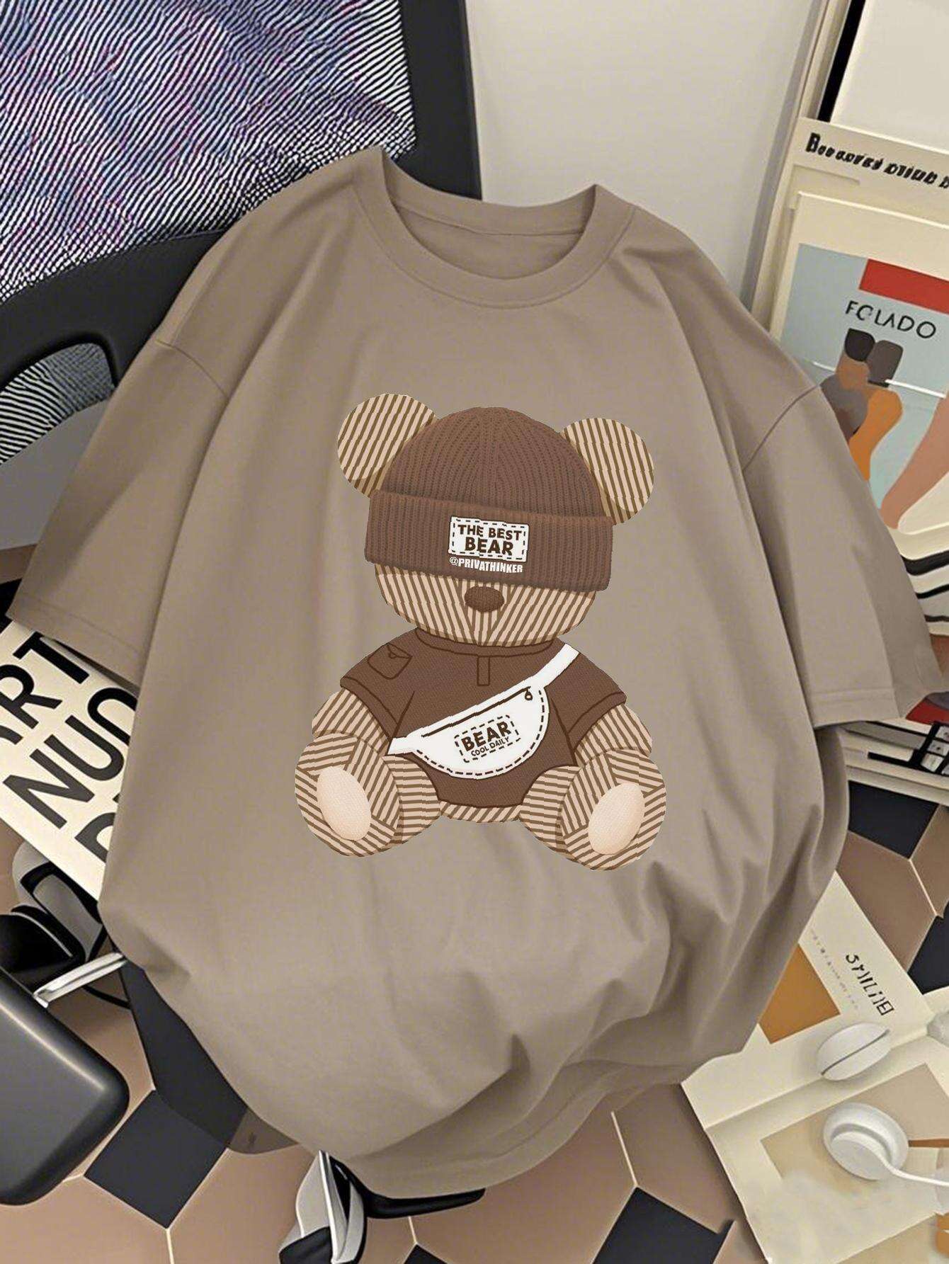 Herren Streetwear T-Shirt mit coolem Bären-Motiv – Urban Style, Kurzarm, Lässiges Design