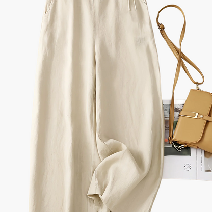 Damen Weite Freizeithose mit Kordelzug – Eleganter Sommer-Look für Alltag und Büro