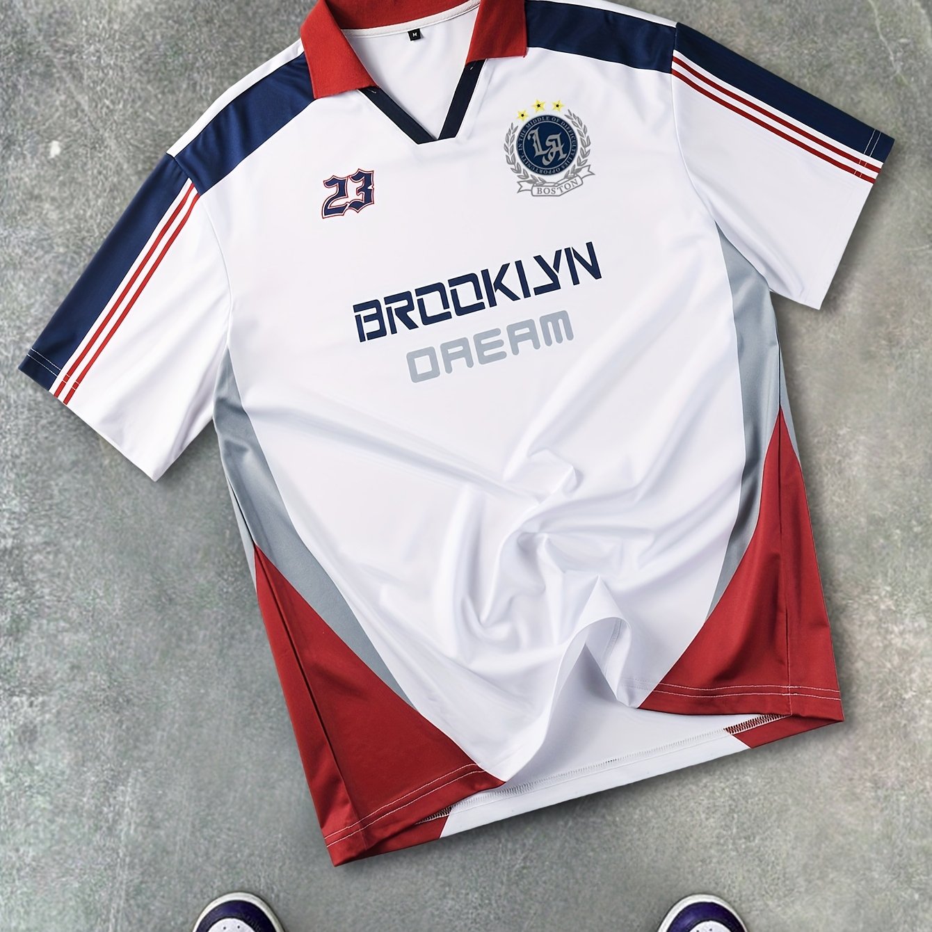 Herren Retro-Fußballtrikot im Streetwear-Design – Sportliches Poloshirt mit Vereinslogo