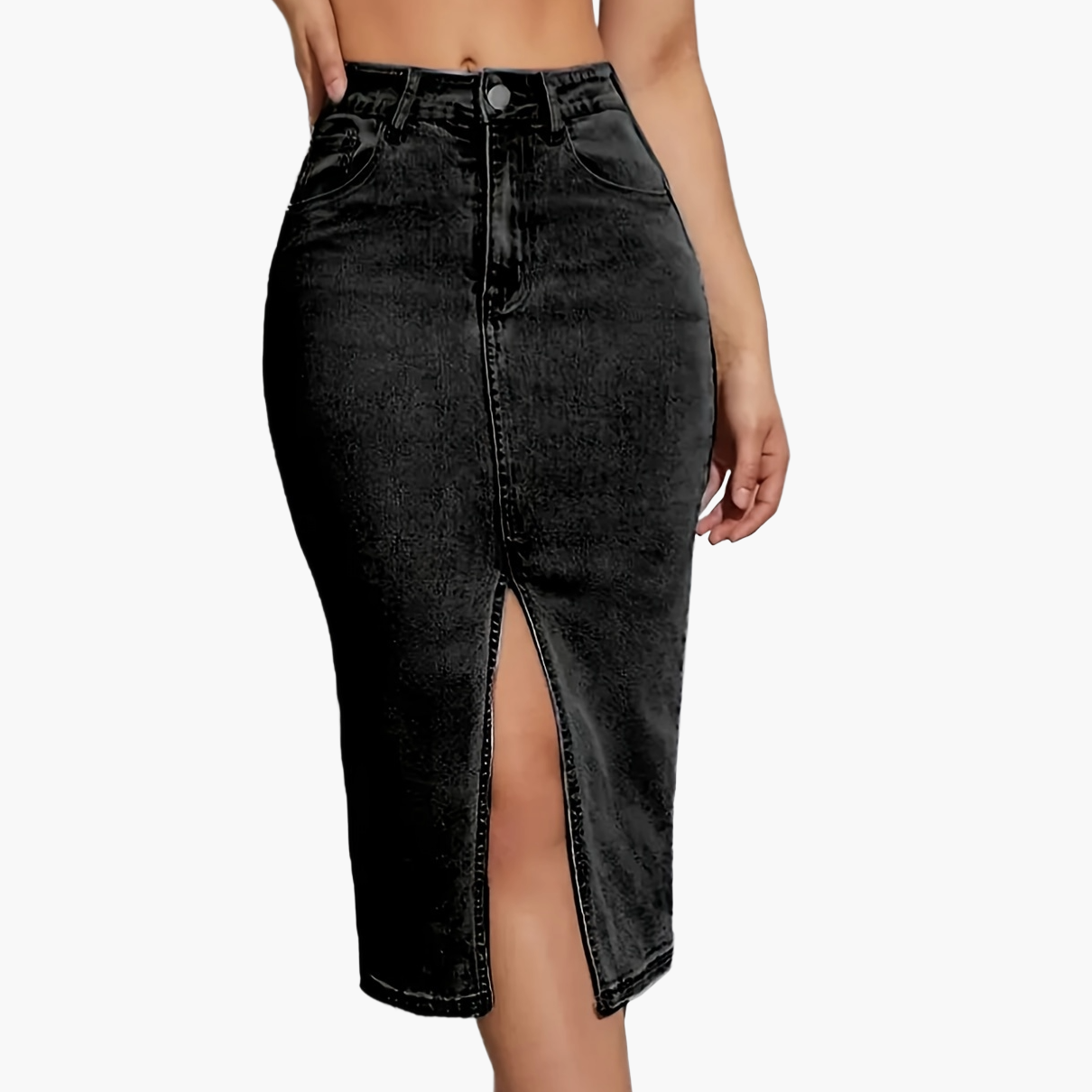 Damen Jeans-Midirock mit Schlitz im Casual Stil – Perfekt für Alltag und Freizeit