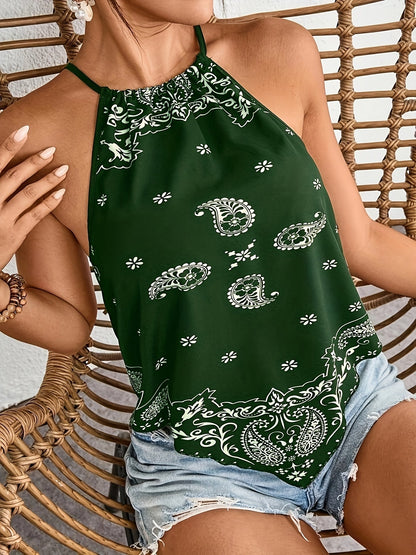 Damen Halterneck Bandana-Top im Boho-Stil für Sommer und Freizeit