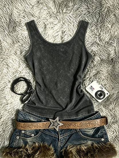 Damen Vintage Tanktop mit Spiral-Print – Retro Style für Festivals und Freizeit