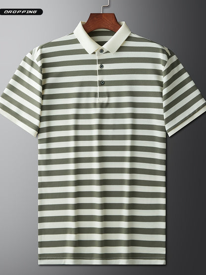 Herren Poloshirt mit klassischem Streifenmuster – Kurzarm, maritimer Look, eleganter Freizeitstil