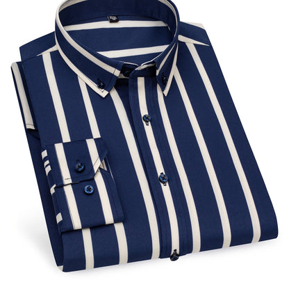 Herren Business-Freizeit Hemd mit modischen Streifen – Slim Fit, Langarm, Ideal für Büro und Alltag