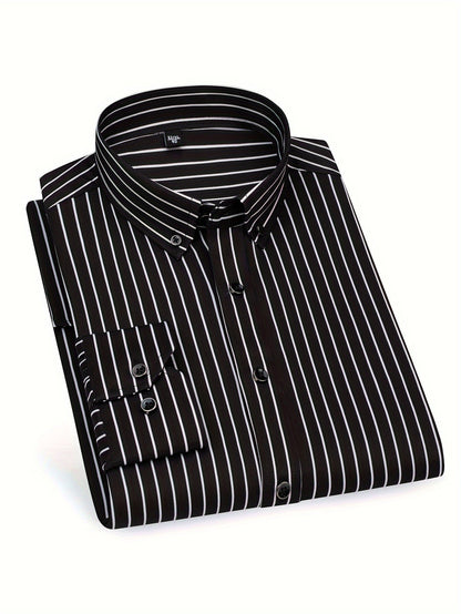 Herren Business-Freizeit Hemd mit modischen Streifen – Slim Fit, Langarm, Ideal für Büro und Alltag