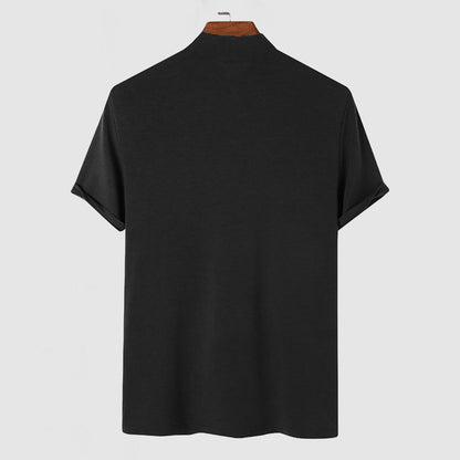 Herren Modernes Stretch T-Shirt mit Stehkragen – Eleganter Freizeit-Look