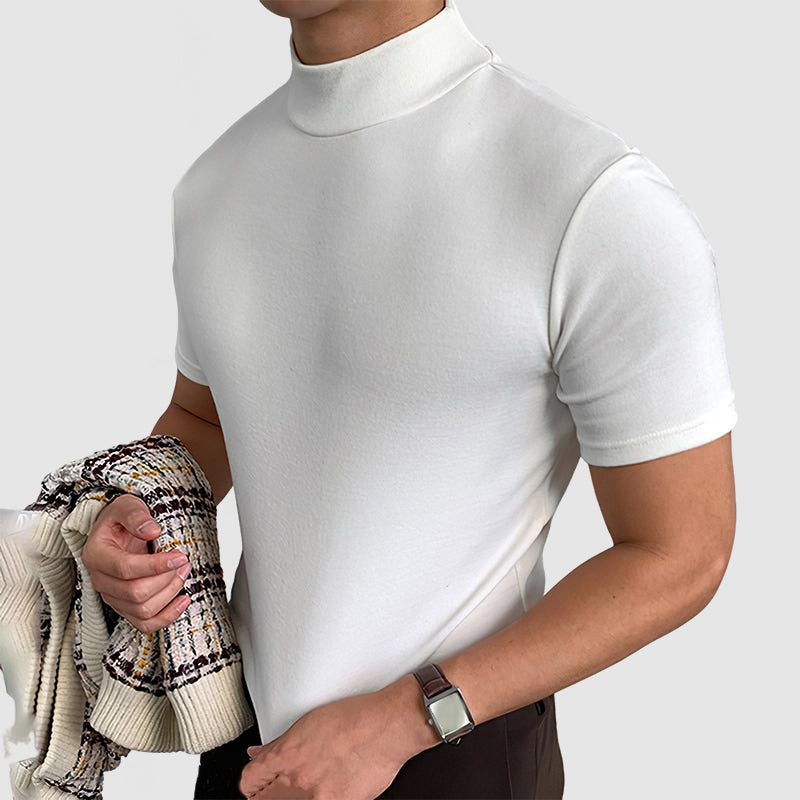 Herren Modernes Stretch T-Shirt mit Stehkragen – Eleganter Freizeit-Look