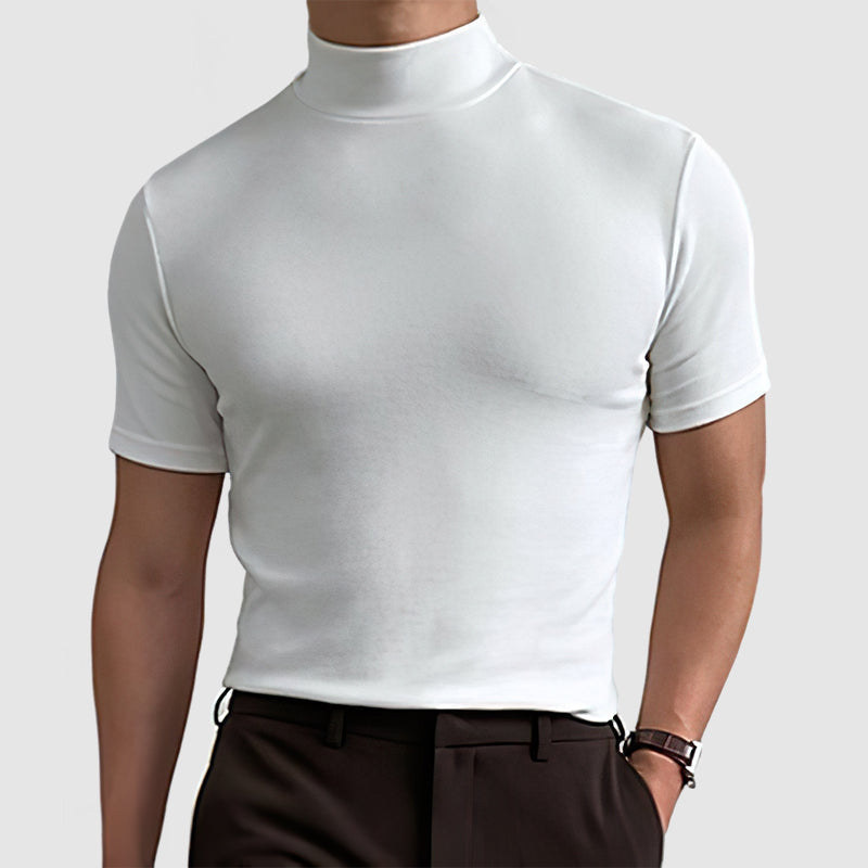 Herren Modernes Stretch T-Shirt mit Stehkragen – Eleganter Freizeit-Look