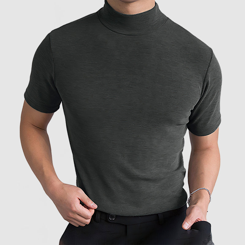 Herren Modernes Stretch T-Shirt mit Stehkragen – Eleganter Freizeit-Look
