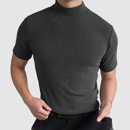 Herren Modernes Stretch T-Shirt mit Stehkragen – Eleganter Freizeit-Look