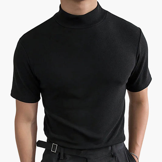 Herren Modernes Stretch T-Shirt mit Stehkragen – Eleganter Freizeit-Look