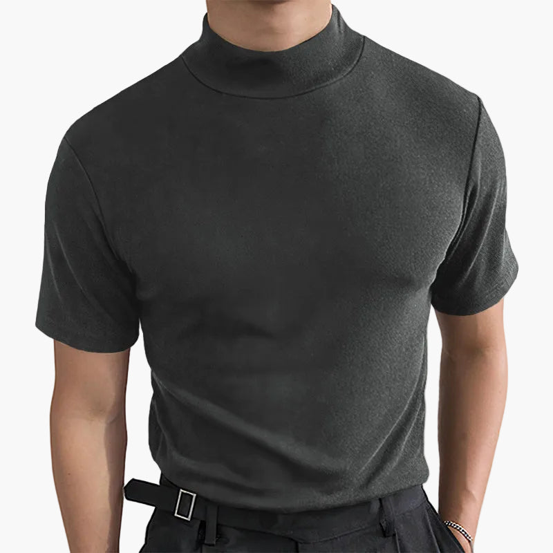 Herren Modernes Stretch T-Shirt mit Stehkragen – Eleganter Freizeit-Look