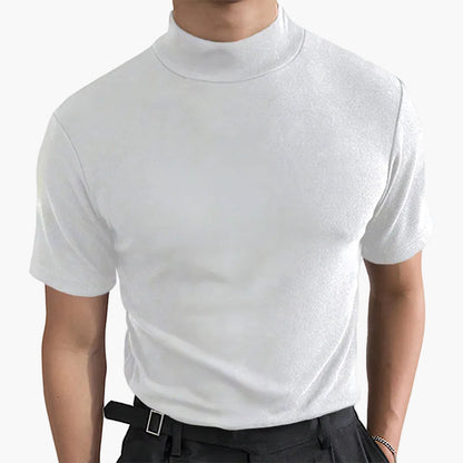 Herren Modernes Stretch T-Shirt mit Stehkragen – Eleganter Freizeit-Look