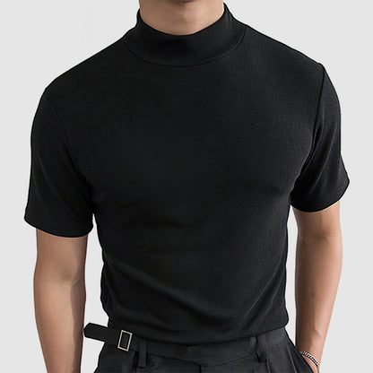 Herren Modernes Stretch T-Shirt mit Stehkragen – Eleganter Freizeit-Look