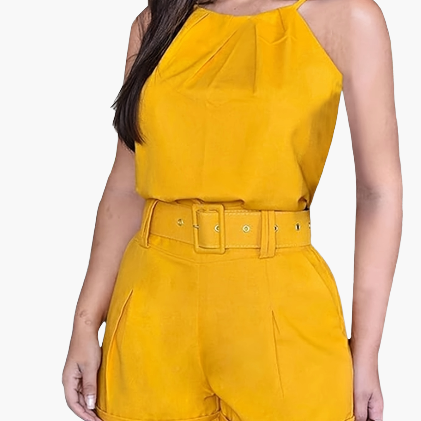 Damen Eleganter Zweiteiler Sommer-Shorts-Set mit Gürtel – Modischer Freizeit-Look
