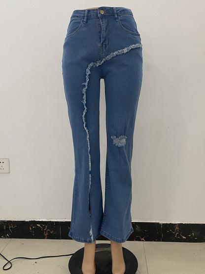 Julie – Elastische Zerrissene Schlagjeans für Damen