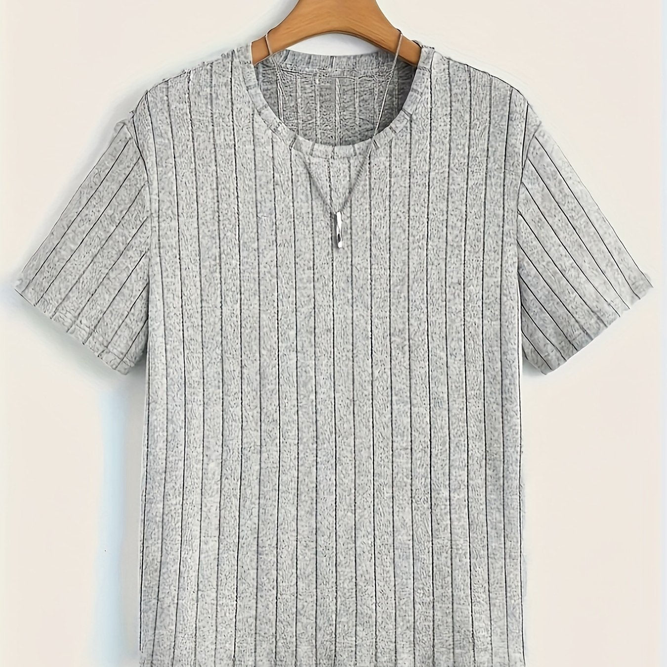 Herren T-Shirt mit vertikalem Rippendesign – Modernes Kurzarm Basic für stilvolle Outfits