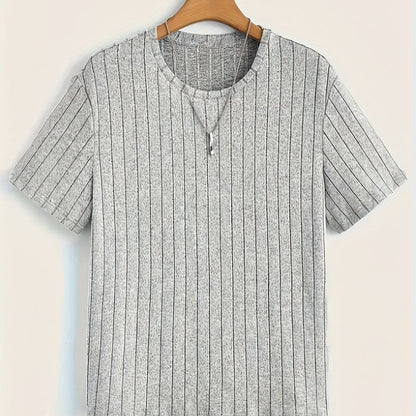 Herren T-Shirt mit vertikalem Rippendesign – Modernes Kurzarm Basic für stilvolle Outfits