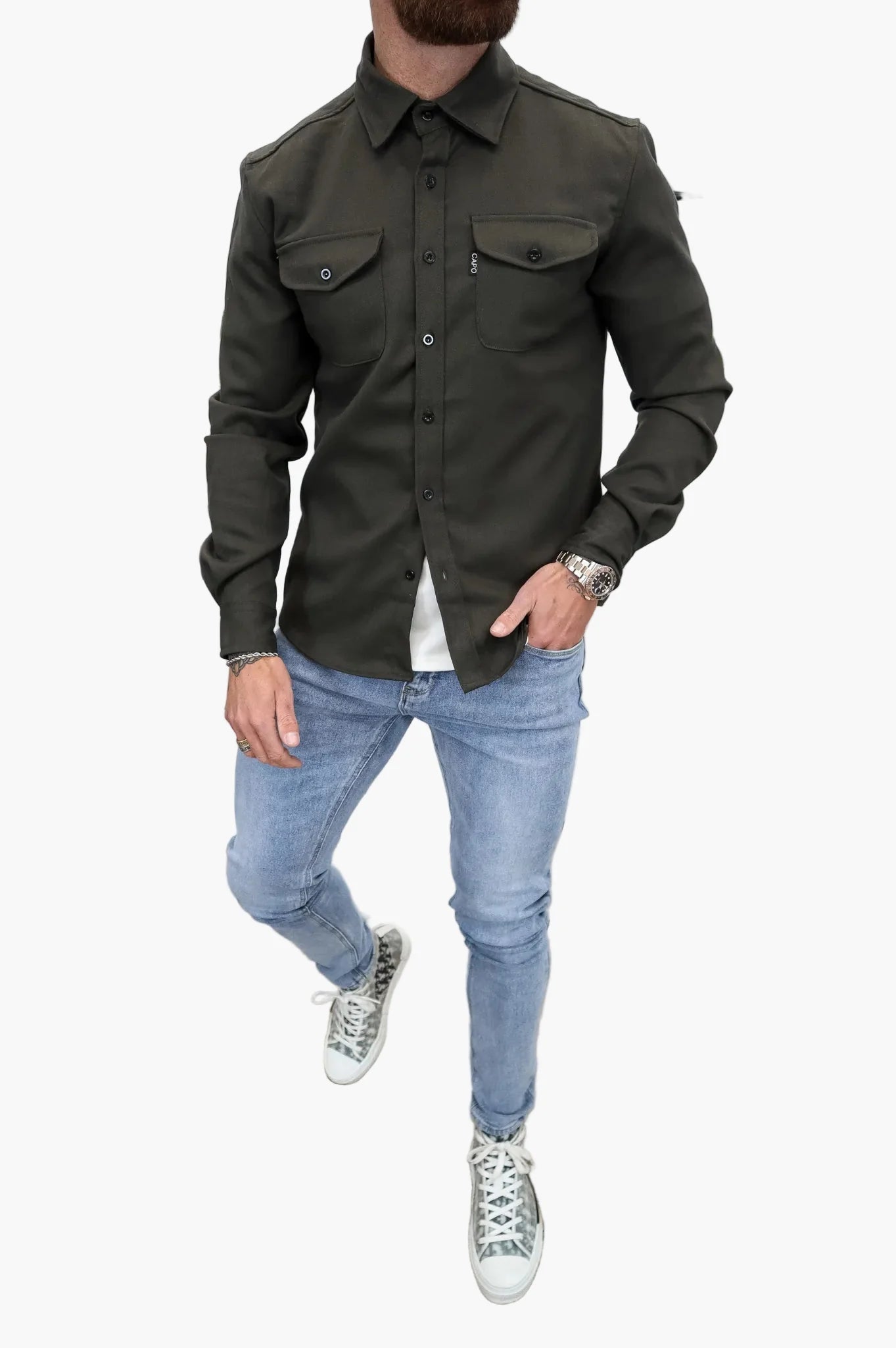 Herren-Überhemd mit Brusttaschen im Utility-Stil