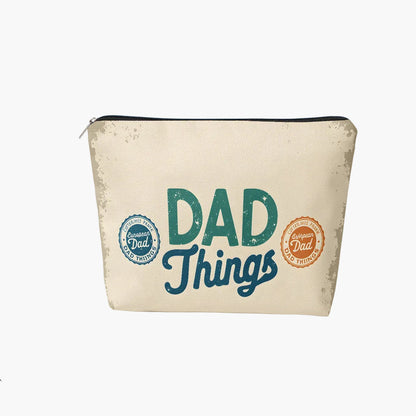 Vatertag Kulturbeutel für Herren – Vintage Style Kosmetiktasche mit „Dad Things“ Print – Praktischer Organizer für Reise, Alltag & Büro