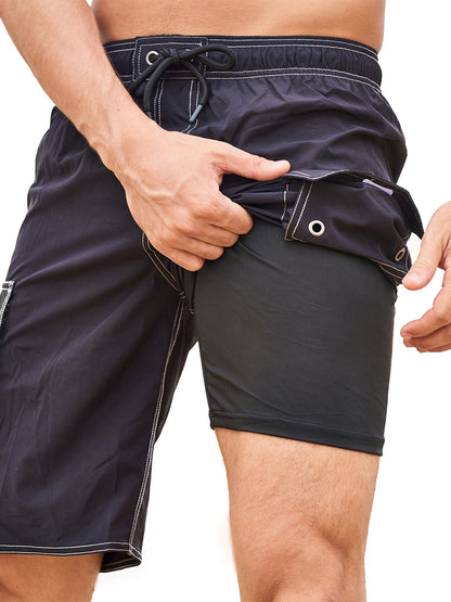 Herren Badeshorts mit integrierter Innenhose – Sportliche Bermudashorts für Strand und Freizeit