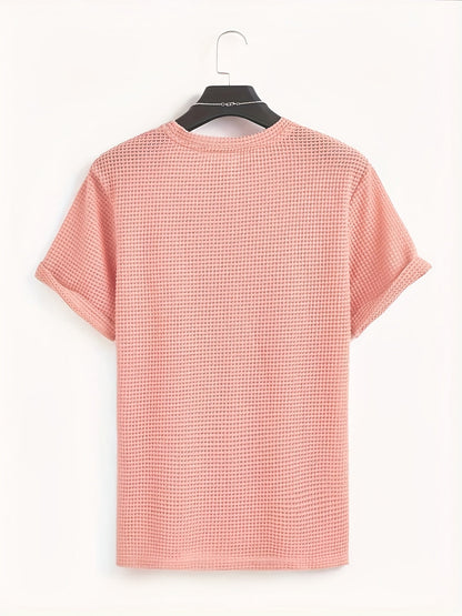 Herren T-Shirt mit modernem Mesh-Design und lässigem Schnitt – Perfekt für Sommer, Urlaub & Freizeit