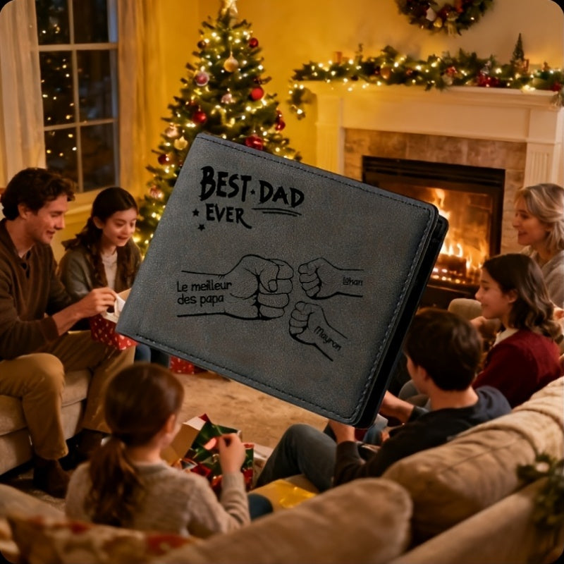 Herren Geldbörse zum Vatertag – Personalisierte Fäustlings-Grafik & Gravur – Best Dad Ever – Geschenk für Papa