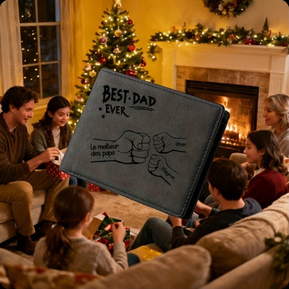 Herren Geldbörse zum Vatertag – Personalisierte Fäustlings-Grafik & Gravur – Best Dad Ever – Geschenk für Papa