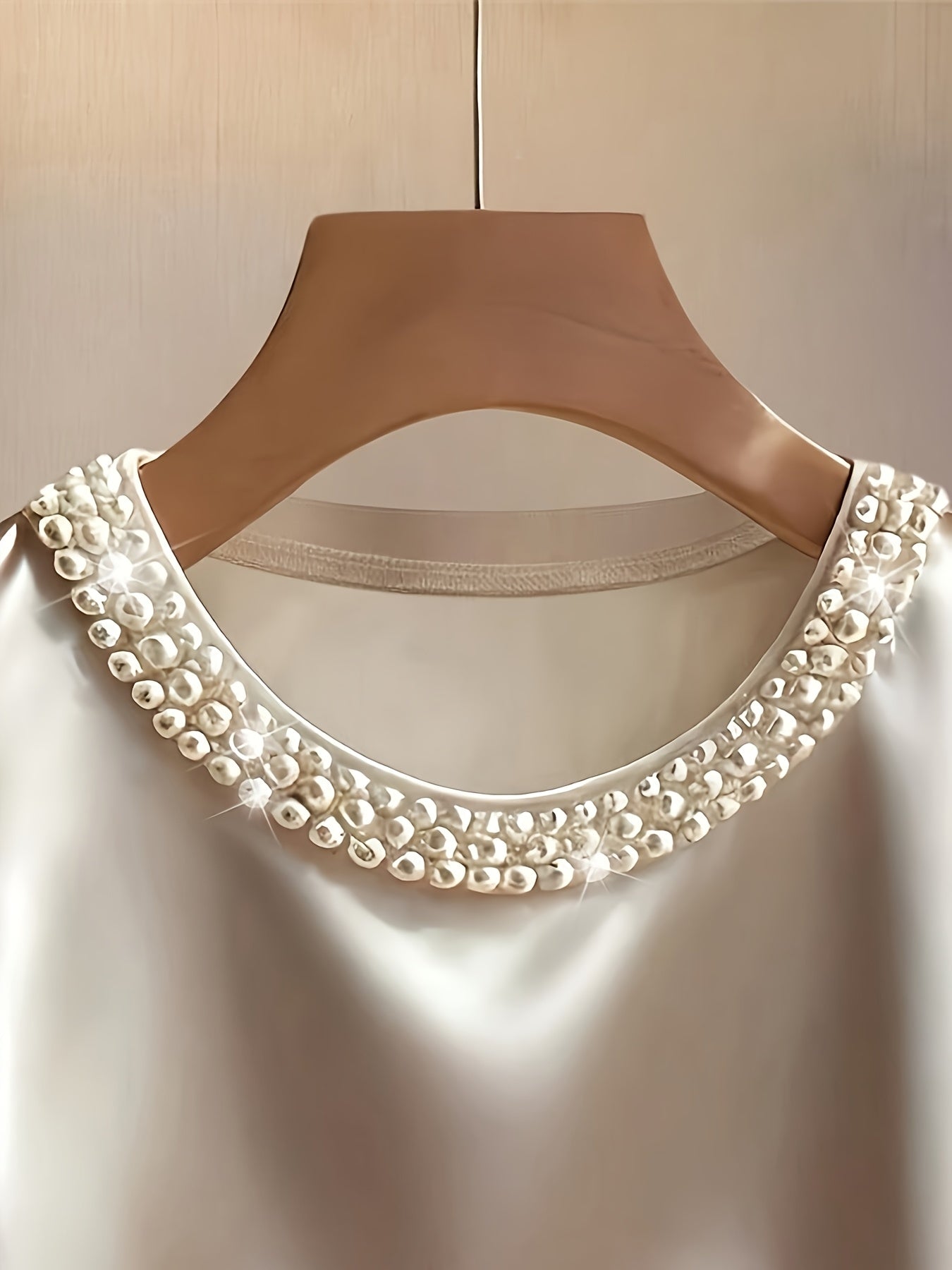 Damen Elegantes Ärmelloses Top mit Perlenbesetztem Rundhalsausschnitt – Stilvoll für Festliche Anlässe und Büro