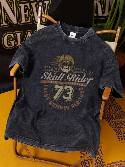 Herren Vintage Graphic T-Shirt Skull Rider 73 – Retro Streetwear mit Print