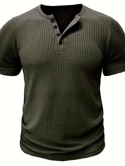 Herren Henley T-Shirt Kurzarm Gerippt Freizeitshirt – Stilvoll für Alltag und Freizeit
