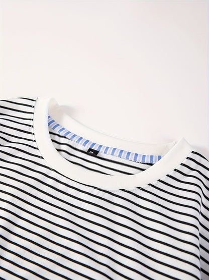 Herren T-Shirt mit Streifenmuster – Kurzarm, Zeitloser Stil, Vielseitig für Alltag und Freizeit