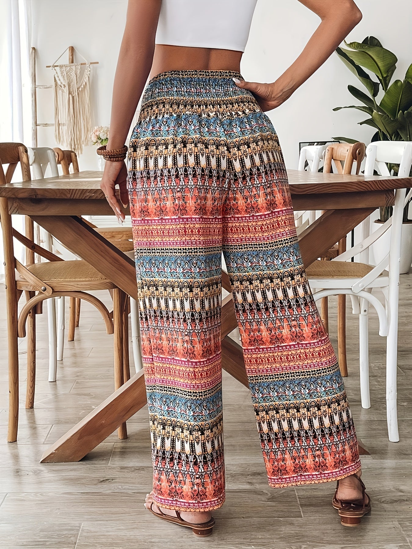 Damen Boho Weite Bein Hose – Sommer Freizeit & Urlaub Style