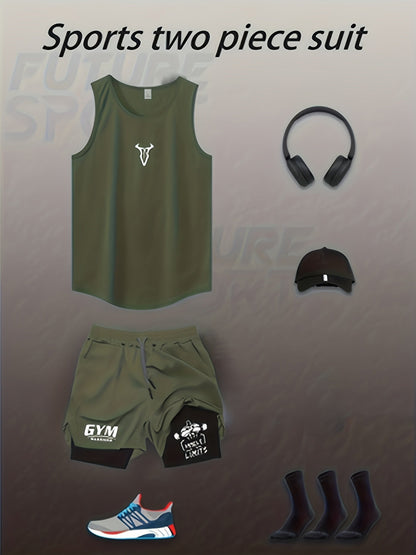 Herren Fitness Trainingsset – Muskelaufbau Tanktop & Shorts für Gym und Workout