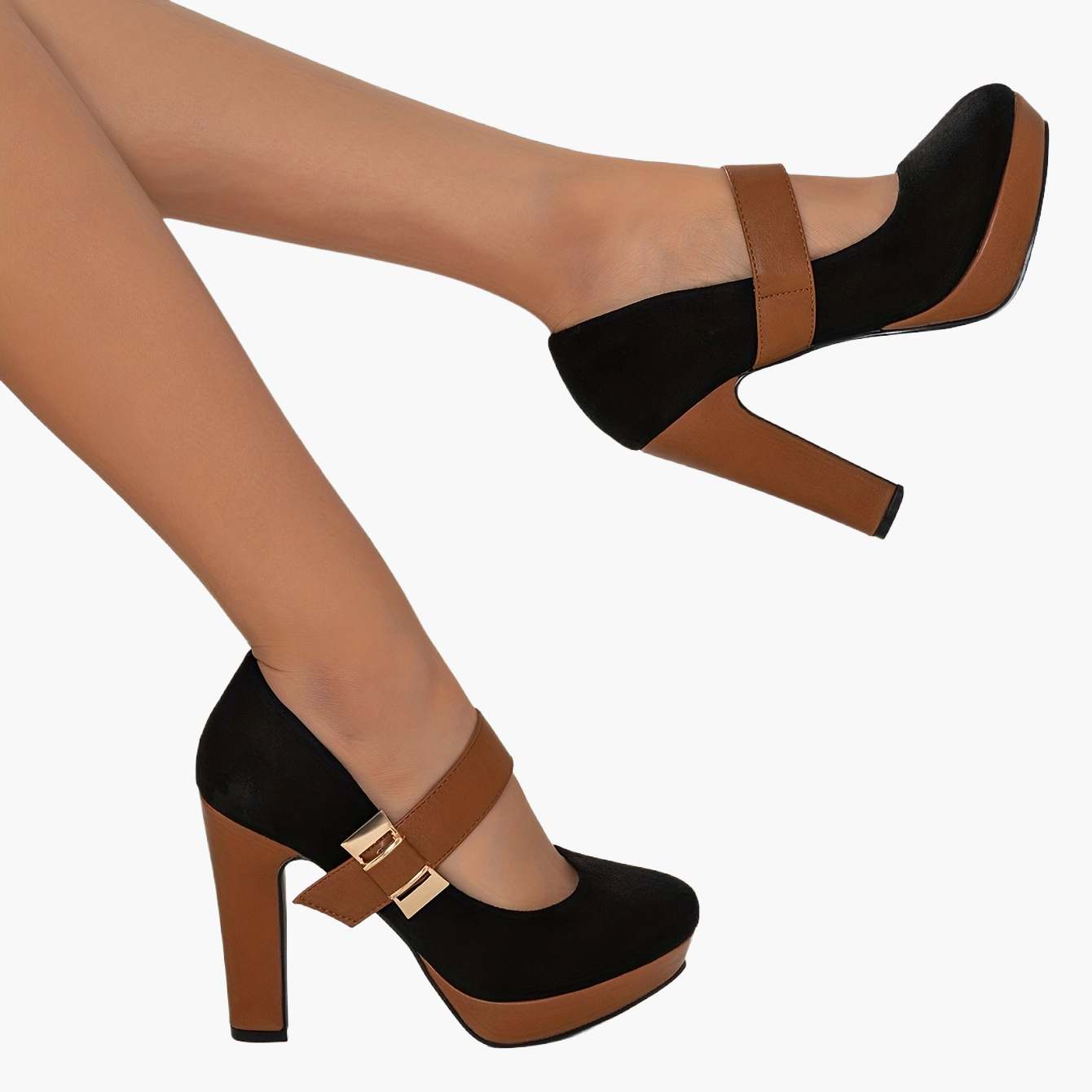 Damen Mary Jane Pumps mit Blockabsatz – Elegante High Heels für Büro & Freizeit
