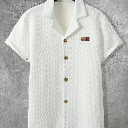 Herren Kurzarm Hemd mit Strukturmuster und Relax-Kragen – Stilvolles Freizeitshirt für moderne Looks