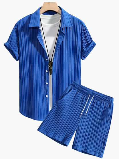 Herren Freizeit Set – Kurzarm Hemd und Shorts, Moderner Sommer Look, Sportlich und Lässig