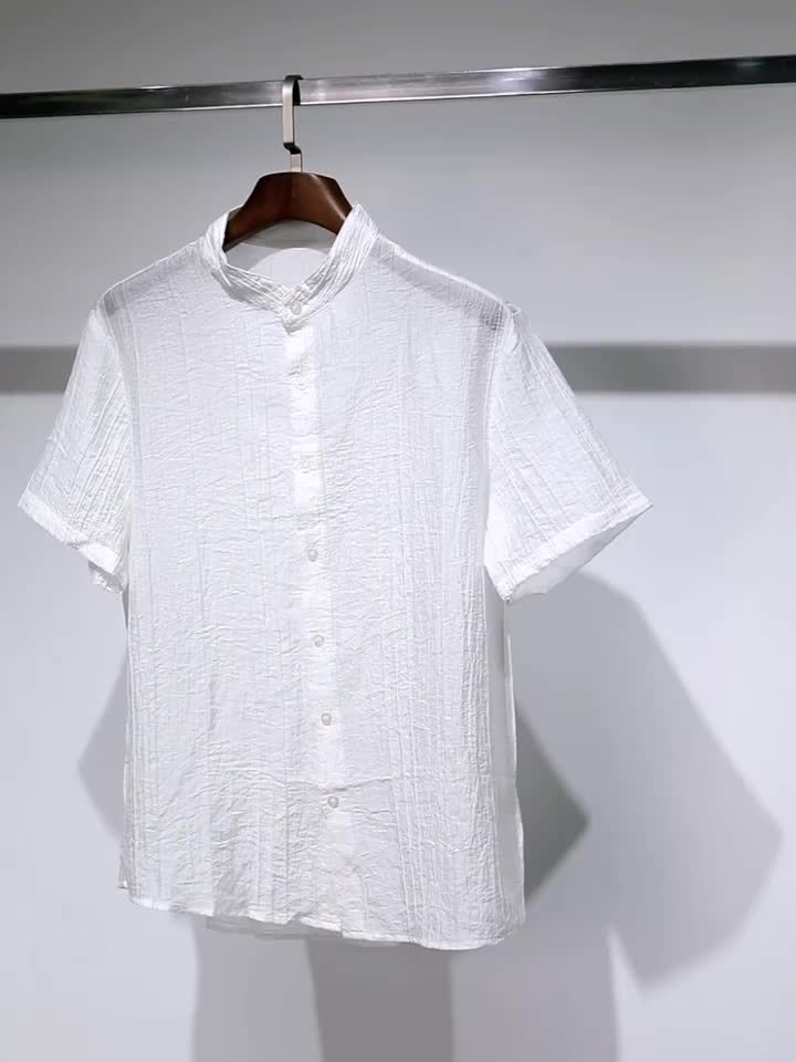 Herren Freizeit Hemd mit Stehkragen und Milano Print – Modernes Sommerhemd für Alltag & Urlaub