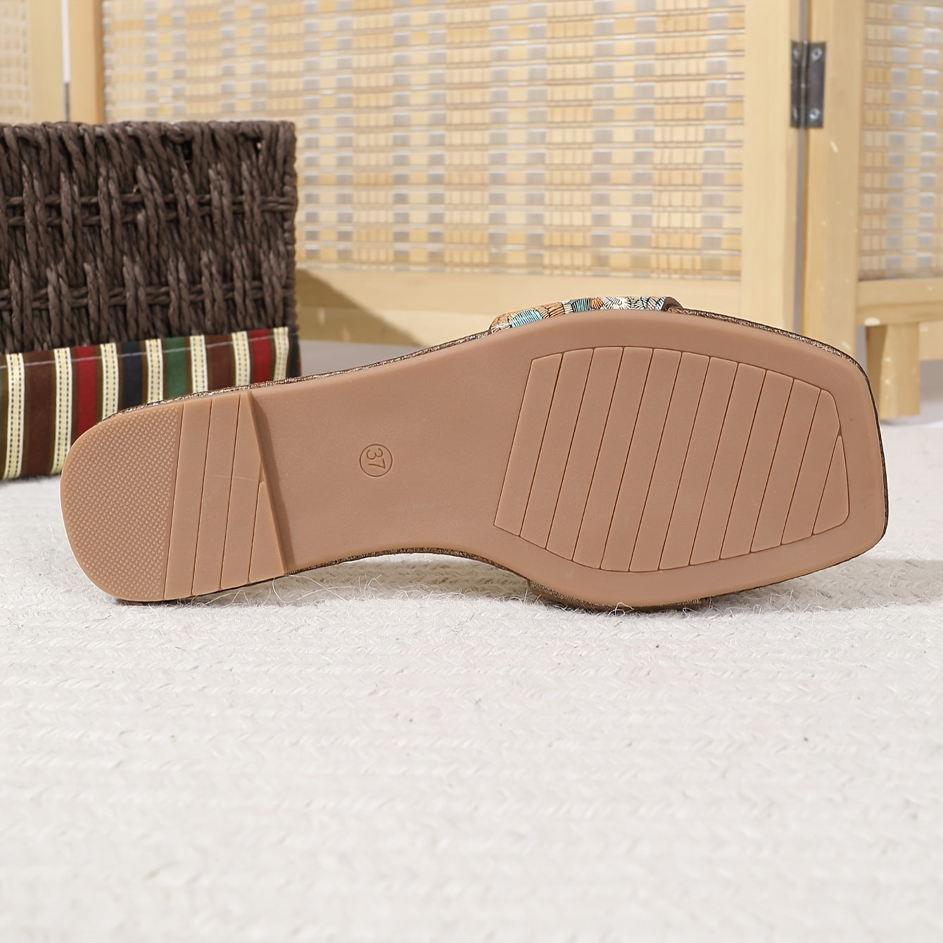 Damen-Pantoletten mit Paisley-Muster und modernem Square-Toe-Design – Elegante Sommerschuhe für Alltag und Freizeit
