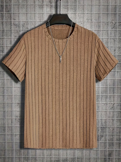 Herren T-Shirt mit vertikalem Rippendesign – Modernes Kurzarm Basic für stilvolle Outfits