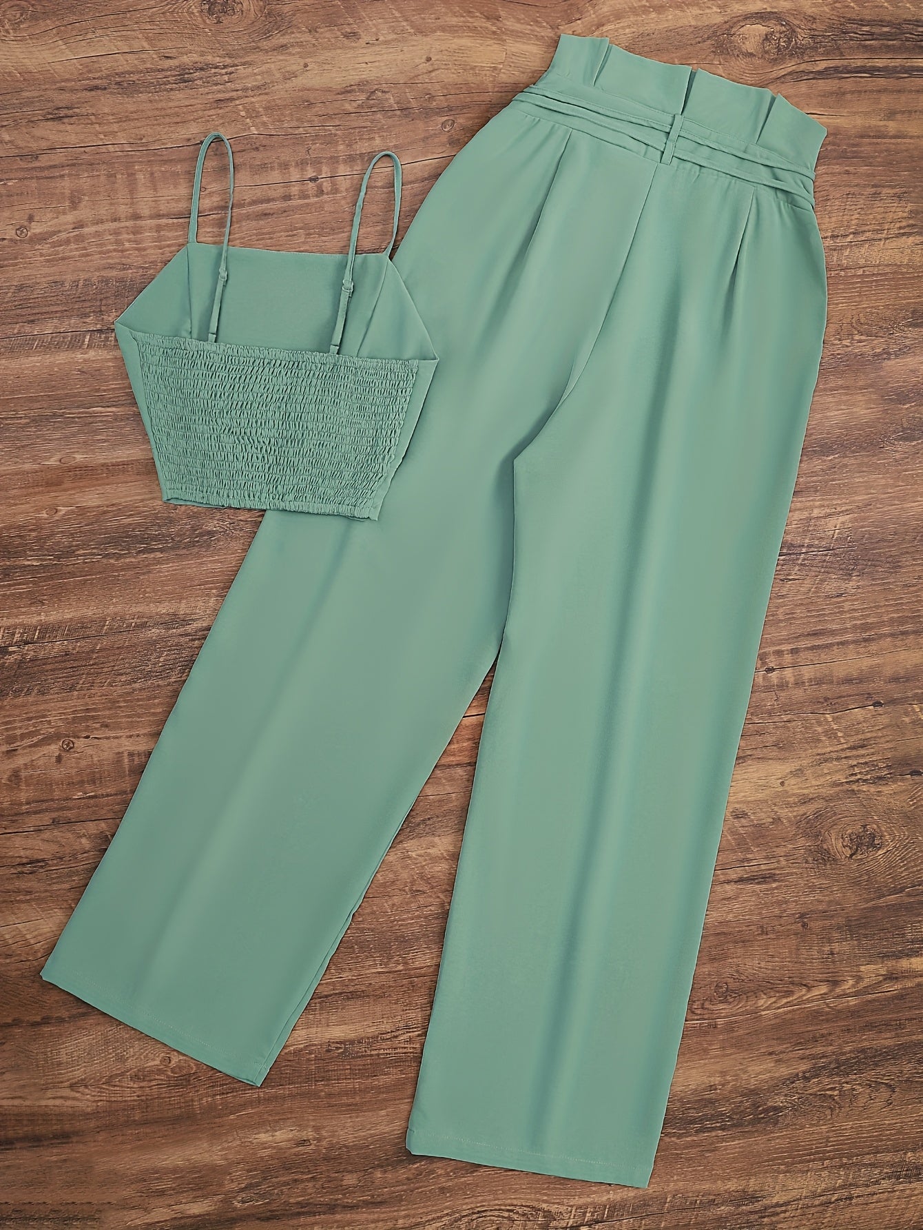 Damen High Waist Palazzo Hose und Crop Top Set – Eleganter Zweiteiler für Freizeit und Sommer