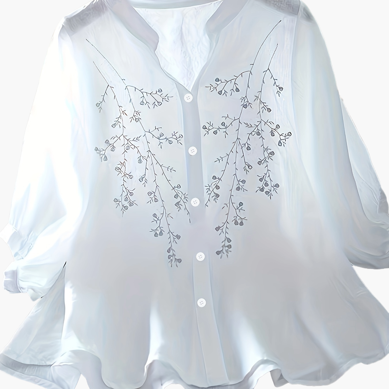 Damen Elegante Bluse mit Stickerei und lockerem Schnitt – Perfekt für Freizeit und Büro