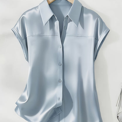 Damen Bluse mit Knopfleiste und Kragen – Elegante Kurzarmbluse für Büro und Alltag